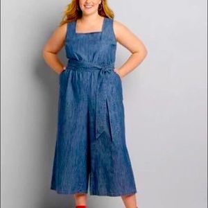 Lane Bryant Chambray Square-Neck Jumpsuit NWT - Size 22